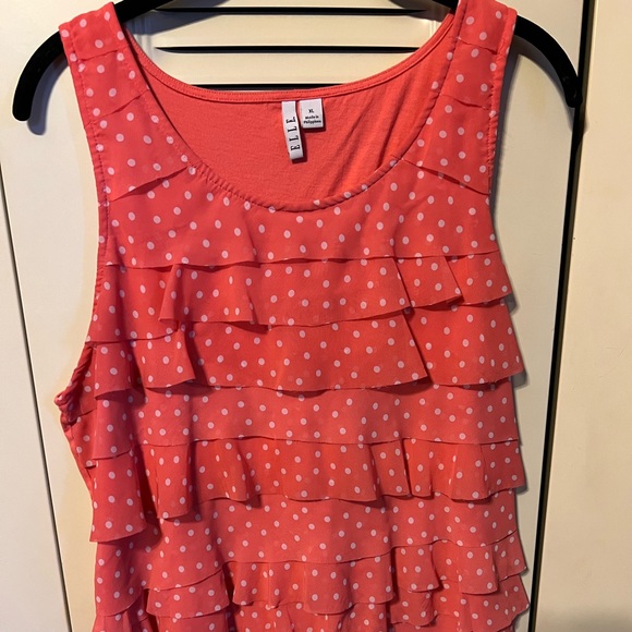 Elle Tops - Polka Dot Chiffon Ruffle Tank